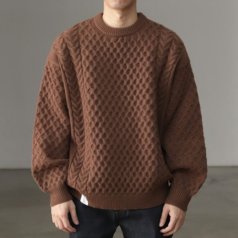 Men's Thickened Knitting Retro Lantern Sleeve Plus Size Loose Casual Sweater