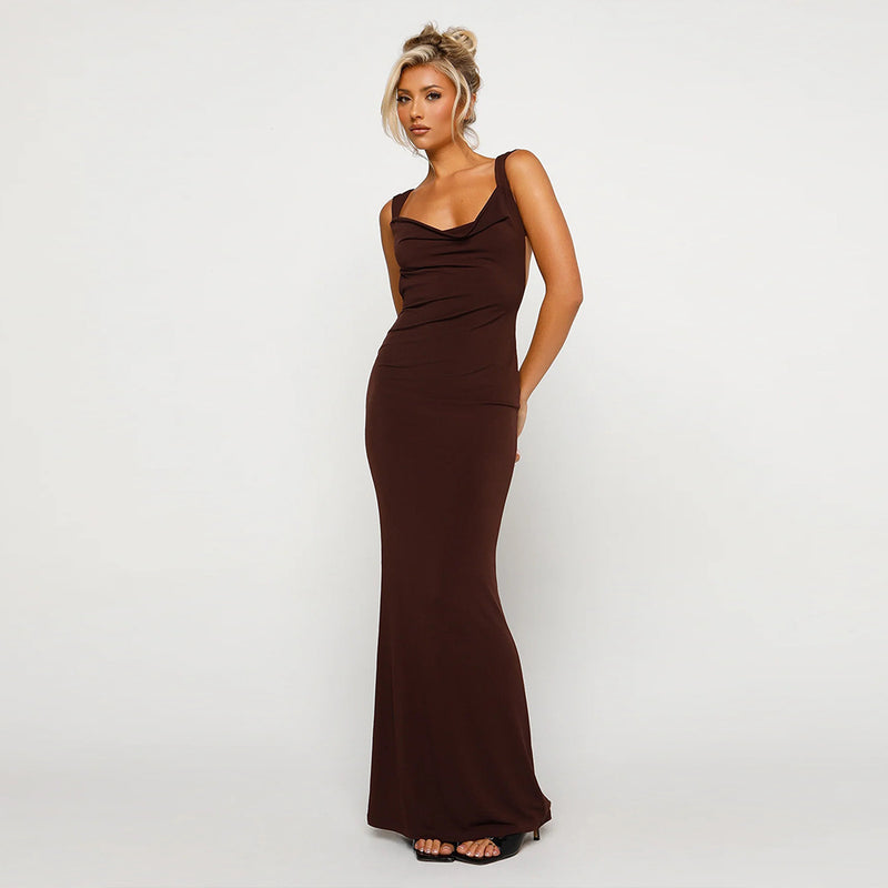 Women's Sleeveless Backless Slim Fit Maxi Long Dress