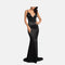 Women's Satin Strap V-neck Trailing Formal Swing Long Dress