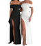 Women’s Off-shoulder Ruffled Thigh High Split Maxi Dress