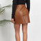 Women's PU Leather V Waist Skirt