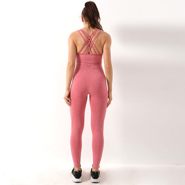 Women's Cross Back Sports Bra + Long Pant Set