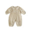 Girls Lapel Dot Corduroy Long Onesie One Piece