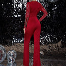 Women's Sequin Stitching Slim Straight Jumpsuit