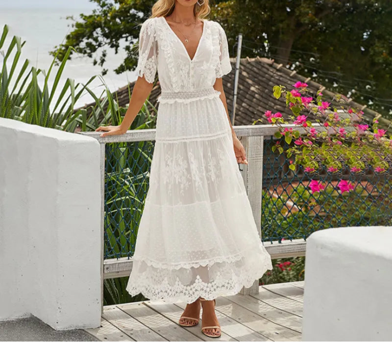 Summer Lace Semi-Sheer Casual Dress