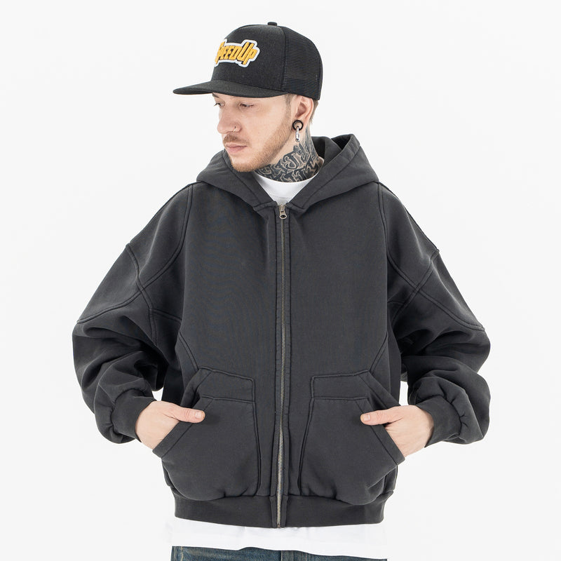 Men's Big Pocket Padded Hooded Zipper Sweatshirt