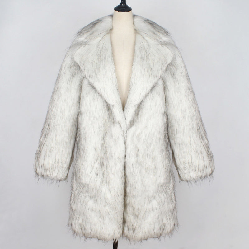 Men's Tailored Suit Collar Faux Fur Coat