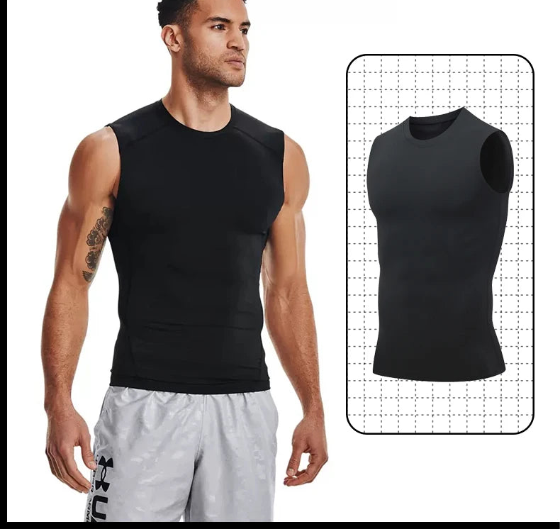 Men’s Sleeveless Quick Dry Solid Compression Tank Top