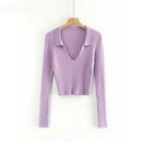 Candy Color Deep V Stretch Pullover