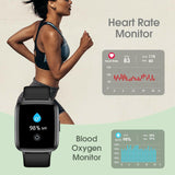 Smart Watch, Touchscreen Fitness Tracker with Heart Rate & Spo2 Monitor, Sleep Tracking, 5ATM Waterproof Pedometer Smartwatch Compatible with Iphone and Android Phones for Women Men