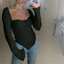 Square Neck Long Sleeve Sexy Women Sweater