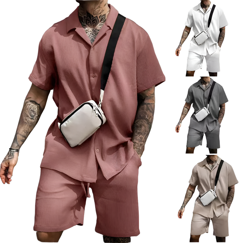 Men's Button-Up Shirt & Short Set