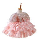 Girls Flower Short Sleeve Tulle Tutu Dress