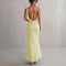 Women's Strap Sleeveless Backless Flower Draped Maxi Dress