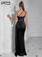 Women's One Shoulder High slit Bodycon Maxi Dress