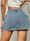 Trendy Street Tooling Style Workwear Denim Mini Skirt