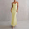 Women's Strap Sleeveless Backless Flower Draped Maxi Dress