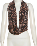 Women's Halter Backless Tank Tops Leopard Print