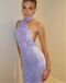 Women's See Through  Backless Coquette  Halter Scarf Tassel Dot Print Dress