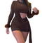 Women’s Long Sleeved Open Wrapped Hip Mini Dress