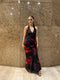 Women’s Lace Halterneck Floral Backless Maxi Dress