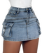 High Waist Plain Skinny Mini Denim Skirt