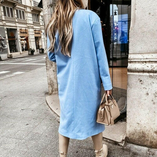 Elegant Double Button Office Lady Coats Long Cardigan