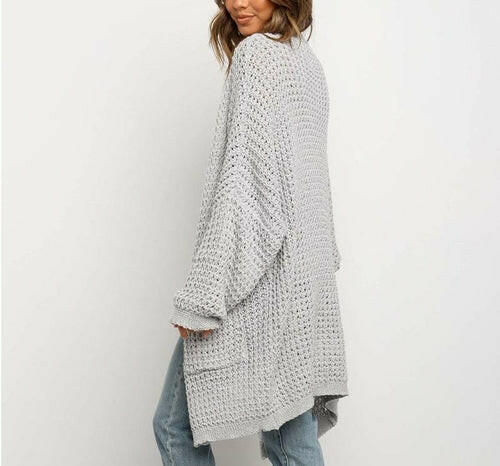 Long Knitted Women's Cardigan with Pockets