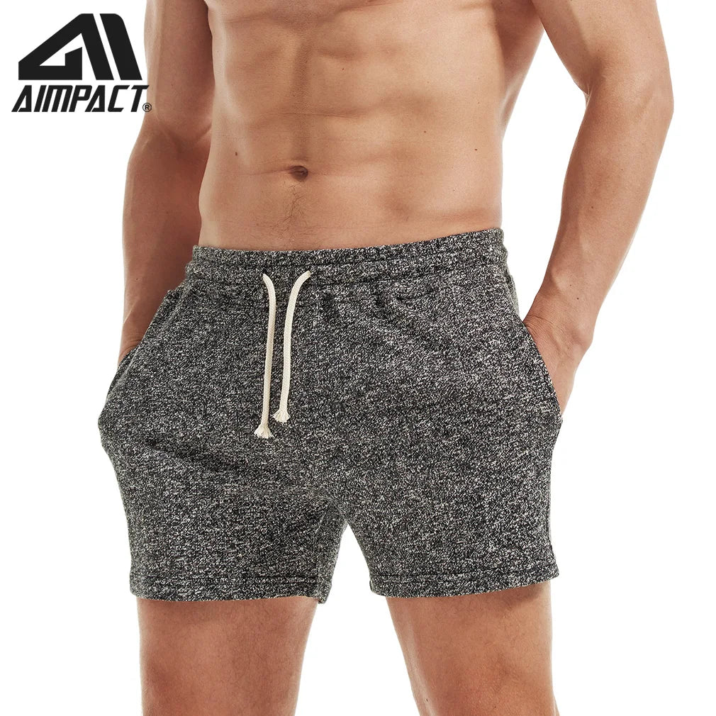 AIMPACT Men's Summer  Workout Casual Cotton running  Shorts Flat Seam  Gym shorts for Jogger Workout  AM2353