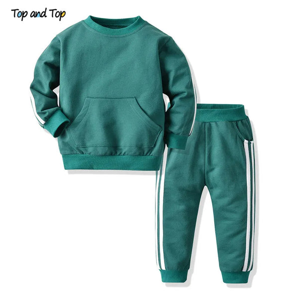 Children Unisex Pullover Sweatshirt Jacket+Trousers Two Piece