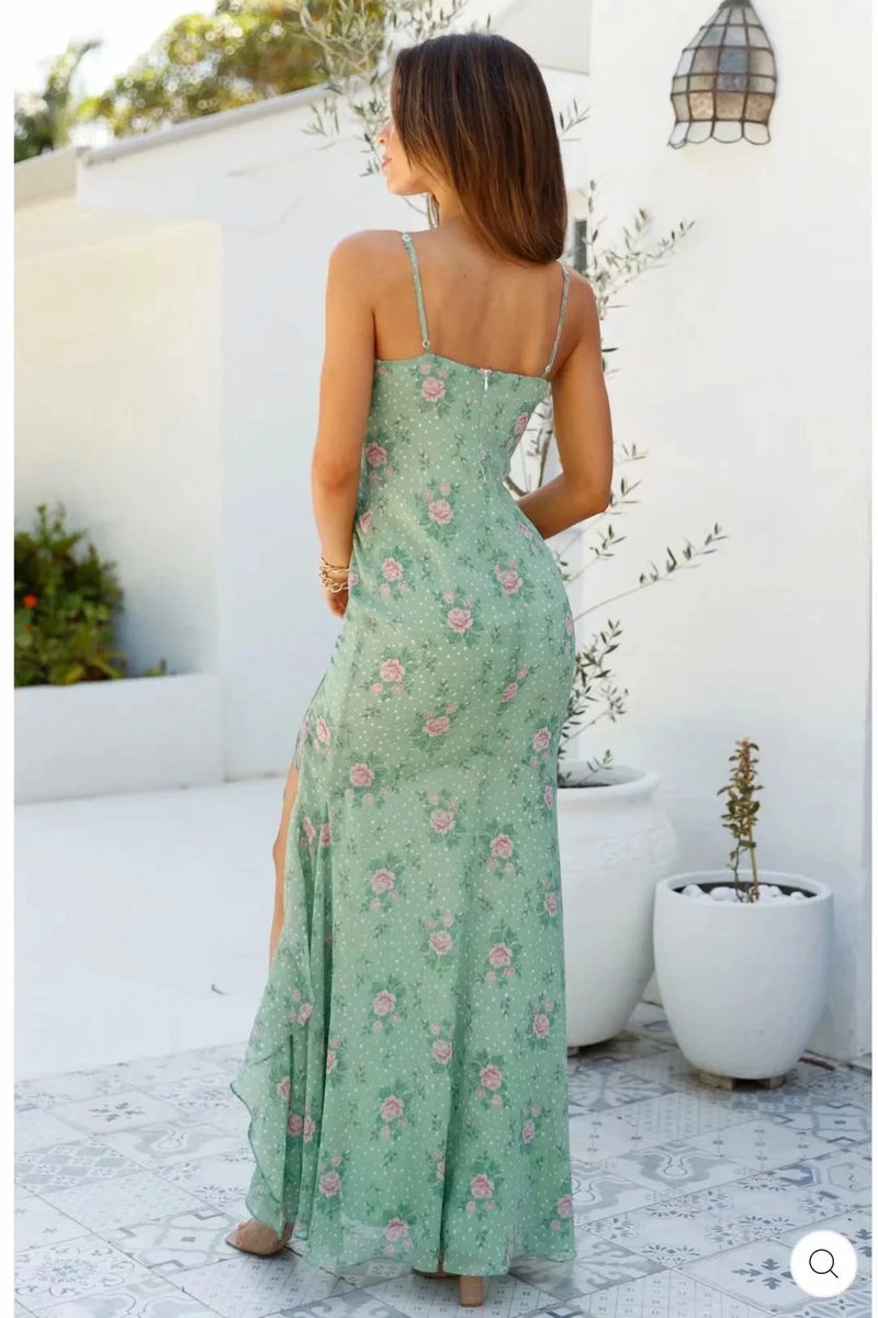 Women’s Strappy Floral Print Maxi Dress