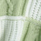 Women Crocheted V Neck Green White Patchwork Sweaters