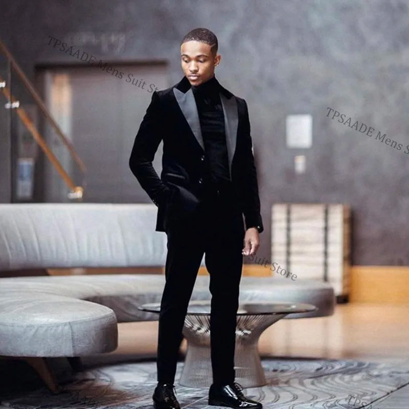 Men's Two Piece Velvet Suit