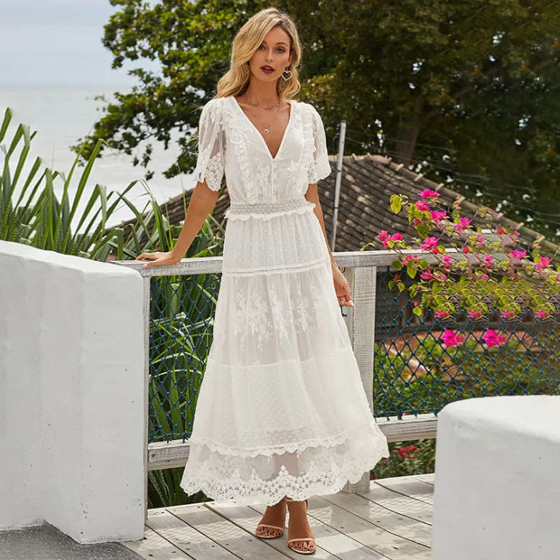 Summer Lace Semi-Sheer Casual Dress