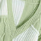 Women Crocheted V Neck Green White Patchwork Sweaters