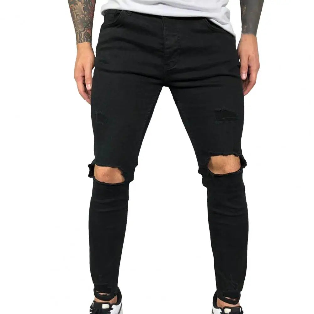Men's Knee Ripped Hole Jeans