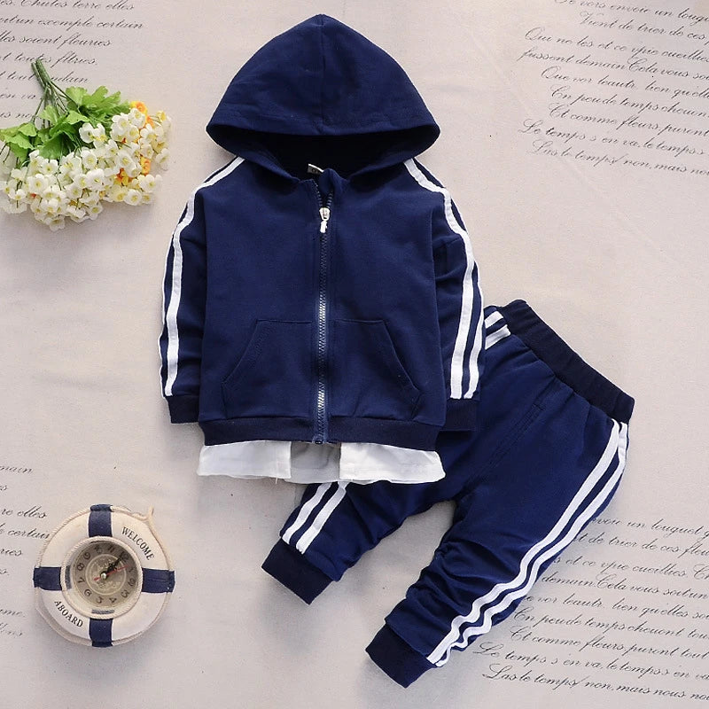 Kids Cotton Zipper Jacket+Pants Sets