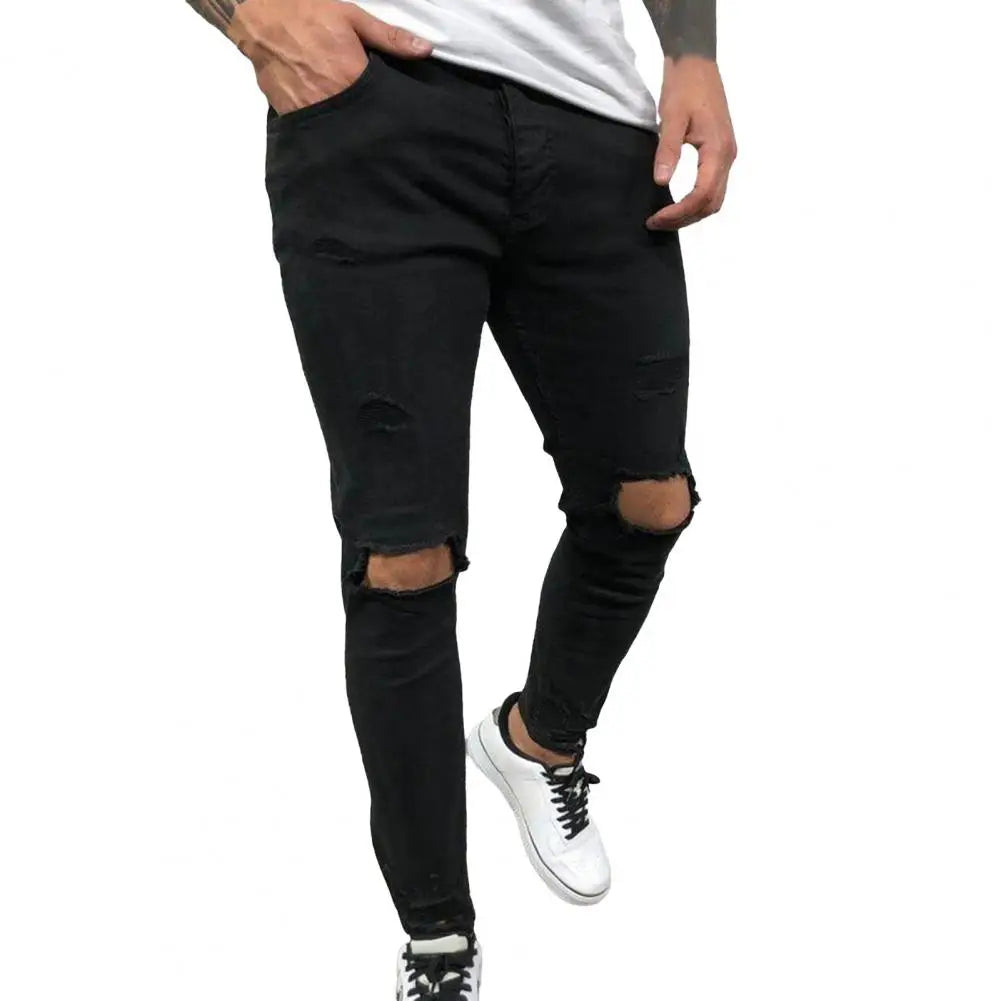 Men's Knee Ripped Hole Jeans