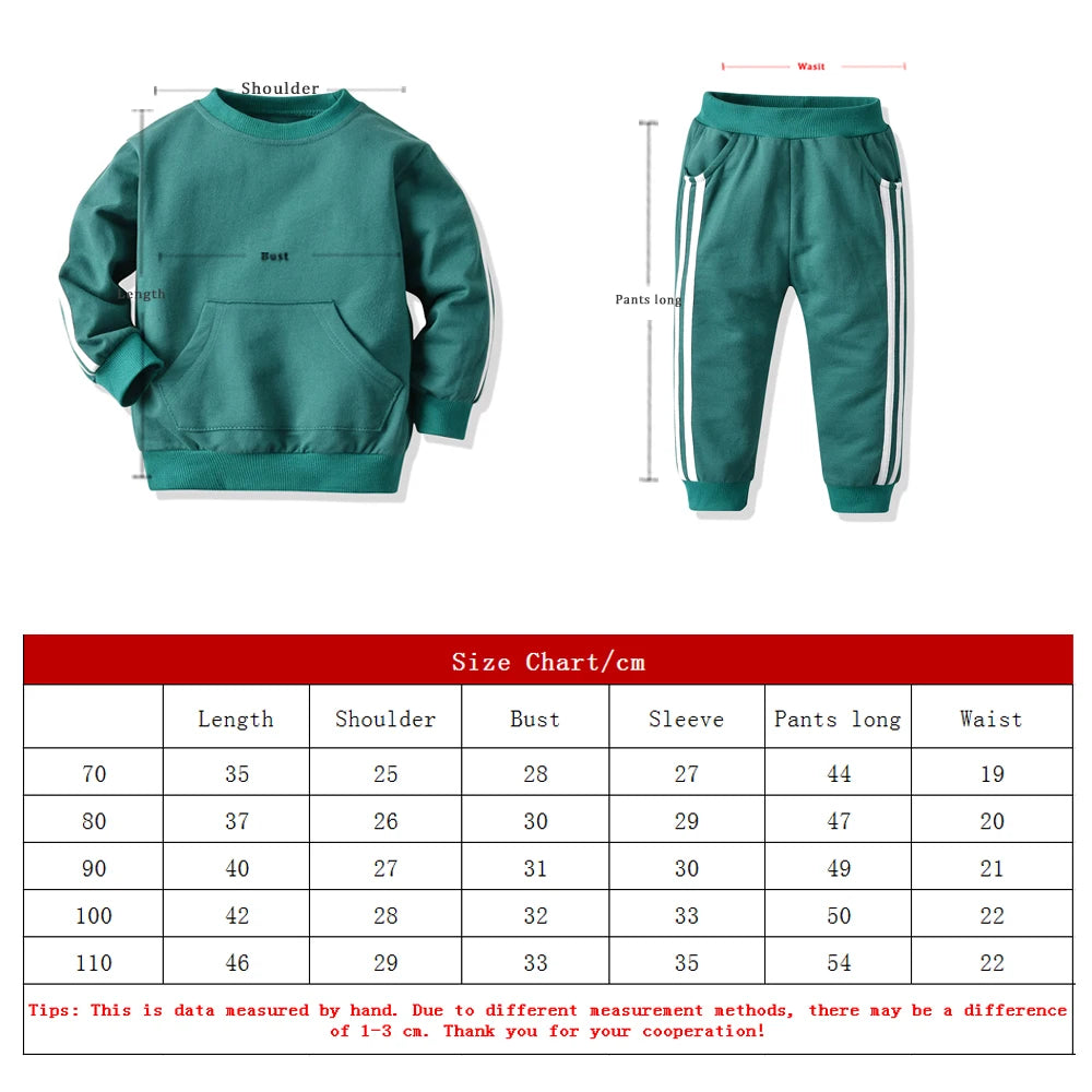 kids Unisex Pullover Sweatshirt Jacket+Trousers Two Piece