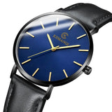 Men Ultra Thin Gold Leather Watch