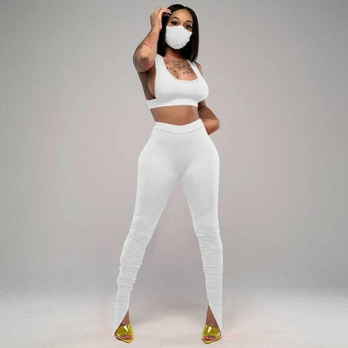 Women Cut Out Top Cut Out Backless Bra And Leggings