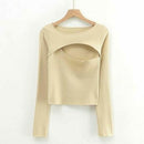 Long Sleeve Irregular Hollow T-shirt Knitwear