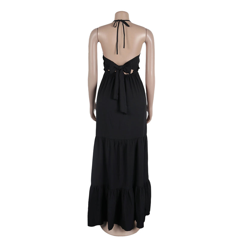 Women's Sleeveless Strap V-neck Long Maxi Dress