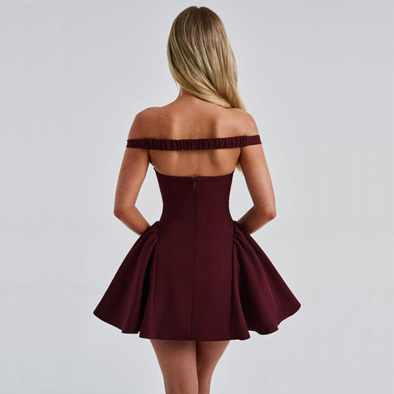 Women's Backless Solid Color Slim Mini Dress