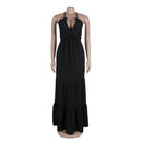 Women's Sleeveless Strap V-neck Long Maxi Dress