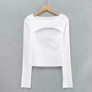 Long Sleeve Irregular Hollow T-shirt Knitwear