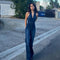 high waist denim jumpsuit