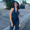 high waist denim jumpsuit