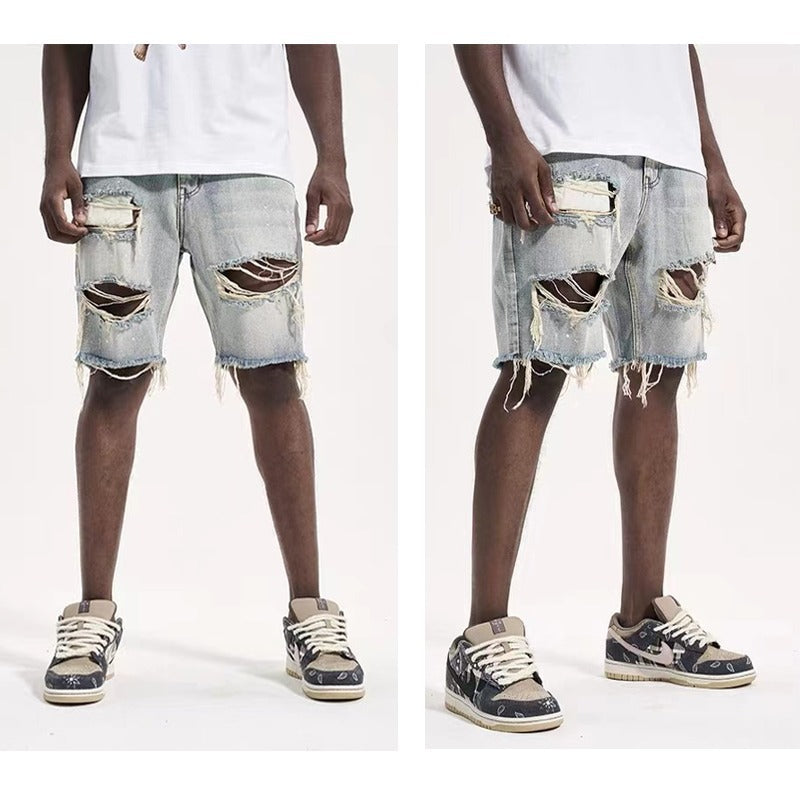 Men's Cutout Denim Shorts