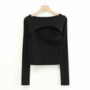 Long Sleeve Irregular Hollow T-shirt Knitwear